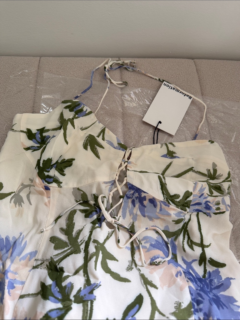 Reformation Emely Dress Ivory - Size 12 - Picture 8 of 9
